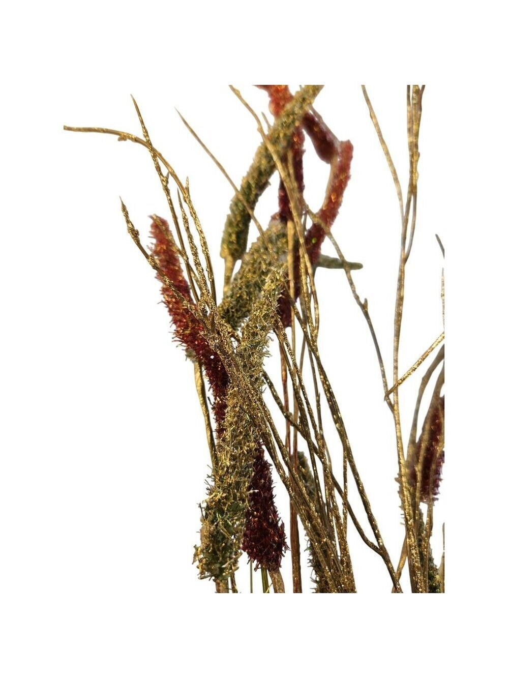 Artificial Floral Grass Spray Red Gold Decorative Branch Stems Christmas